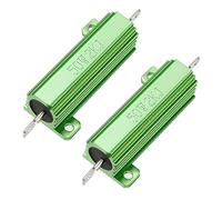 sourcing map Resistencia de carcasa de aluminio 50W 2k Ohm 5%, carcasa de aluminio montada en chasis de tornillo, resistencia bobinada, resistencias de carga, verde, 2 uds.
