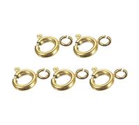 sourcing map Resorte Anillo Cierres, 5uds 6mm Inoxidable Acero Redondo Abierto Resorte Anillo Cierres Conectores para Bricolaje Collar Pulseras Joyas Fabricación, Dorado Tono