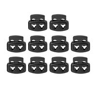 sourcing map Resorte Cable Bloqueo Extremo Palanca, 10uds Doble Agujero Resorte Tapón Aleación Sujetador Deslizador Palanca Clip para Cordones, Cordones, Bolsos (Negro, 15x13,5mm)