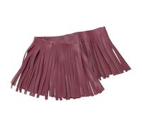 sourcing map Ribete de flecos de piel sintética de 10 cm de ancho, doble cara de cuero para costura, manualidades, costura, ropa, bolso, decoración, color rojo oscuro
