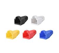 sourcing map RJ45 Botas Funda Anti Polvo Protector para Red Cable CAT5 CAT5E CAT6 5in1 Juegos 6mm Orificio Diámetro Rojo Azul Amarillo Negro Blanco Plástico 50Uds