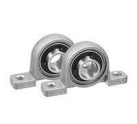 sourcing map Rodamiento de Bolas con Bridas con Soporte KP002, 2pcs 15mm Rodamientos Autoalineable, Cojinete de Bloqueo de Aleación de Zinc para Brida para Maquinaria de Transporte/Impresión 3D