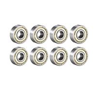 sourcing map Rodamiento rígido de bolas 606ZZ doble escudo, rodamientos de acero al carbono de 6 mm x 17 mm x 6 mm, 8 piezas