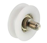 sourcing map Rodamiento Rodillo con Roscada Barra 29x9mm M6 U Ranura para Deslizamiento Puerta Riel Guía, Nylon, Blanco