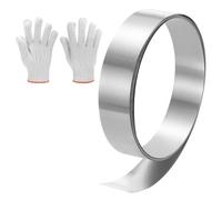 sourcing map Rollo de aluminio intermitente, 0.8 pulgadas x 6.5 pies, rollo de lámina de metal intermitente de 0.2 mm de grosor con guantes para reparación de casa, sellado de ventanas y puertas