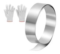sourcing map Rollo de aluminio intermitente, 1.2 pulgadas x 6.5 pies, rollo de hoja de metal intermitente de 0.2 mm de grosor con guantes para reparación de casa, sellado de ventanas y puertas