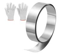 sourcing map Rollo de aluminio intermitente, 1.6 pulgadas x 6.5 pies, rollo de hoja de metal intermitente de 0.4 mm de grosor con guantes para reparación de casa, sellado de ventanas y puertas