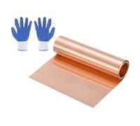 sourcing map Rollo de lámina de cobre de 3.2 pies, 1000 x 150 x 0.04 mm, tira de cobre puro, placa de metal con guantes, impermeable, para reparación de techos, proyectos de bricolaje, joyería y