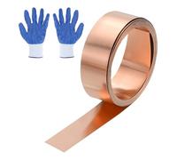 sourcing map Rollo de lámina de cobre de 3.2 pies, tira de cobre puro de 1000 x 10 x 1 mm, placa de metal con guantes, impermeable, para reparación de techos, proyectos de bricolaje, joyería y