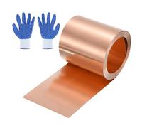 sourcing map Rollo de lámina de cobre de 3.3 pies, 1000 x 60 x 0.4 mm, tira de cobre puro, placa de metal con guantes, impermeable, para reparación de techos, proyectos de bricolaje, joyería y