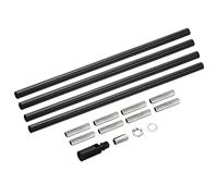 sourcing map Rosca Extensión Varilla Kit, M10 Rosca 11.8" Acoplamiento Tuerca Redondo Manguito Conector con Inclinado Techo Adaptador y Eje Tubería, Negro