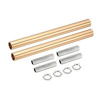 sourcing map Rosca Extensión Varilla Kit, M10 Rosca 5.91" Acoplamiento Tuerca Redondo Manguito Conector con Roscada Tubería Hexagonal Tuerca, Francés Oro 2 Juego