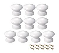 sourcing map Round Wood Knobs,10Pcs 24mm Dia Cabinet Furniture Kitchen Pulls Handles for Dresser Drawer Wardrobe, White