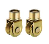 sourcing map Ruedas de puerta corredera de 1.9 pulgadas, 2 unidades de polea giratoria de 360 grados con ranura en V con soporte para riel de pista, puerta corredera, máquina industrial, color dorado