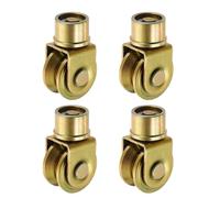 sourcing map Ruedas de puerta corredera de 1.9 pulgadas, 4 unidades de polea giratoria de 360 grados con ranura en V con soporte para riel de pista, puerta corredera, máquina industrial, color dorado