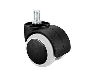 sourcing map Ruedas de silla de oficina Ruedas Rueda doble de PU de 2 pulgadas Rueda giratoria de vástago roscado M10x14mm Blanco, 5 piezas