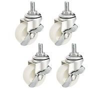 sourcing map Ruedas giratorias de Nailon de 1,5", 360 Grados, M8 x 15mm, Ruedas roscadas con Freno, Capacidad de 44 Libras, Color Blanco, 4 Uds.