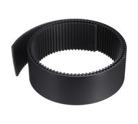 sourcing map S5M - Correa dentada de extremo abierto, 50 mm de ancho x 1 metro de largo, 5 mm de longitud de paso, cables de acero en el interior de la correa síncrona, color negro