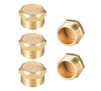sourcing map Silenciador de escape de latón, rosca macho de 1/2 pulgada G de 53/64 pulgadas hexagonal sinterizado aire neumático silenciador de bronce con cuerpo de latón plano, 5 piezas