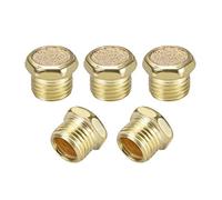 sourcing map Silenciador Escape Bronce Sinterizado G - Silenciador Control Flujo Cuerpo Plano Latón, Controlador Velocidad Flujo Aire Neumático 5 uds G1 / 4 "
