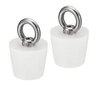 sourcing map Silicona Goma Cónico Tapón 25mm a 33mm Sólidos Tapón con Anillo para Prueba Tubos, Agua Tubería, Drenaje Agujero, Blanco 2uds