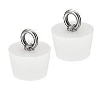 sourcing map Silicona Goma Cónico Tapón 37mm a 46mm Sólidos Tapón con Anillo para Prueba Tubos, Agua Tubería, Drenaje Agujero, Blanco 2uds