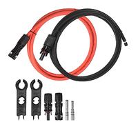 sourcing map Solar Panel Cable 6 Pies 8 AWG 10mm2 Solar Cable Estañado Cobre Alambre con Hembra y Macho Conector Negro Rojo para RV Barco Marino Solar Panel