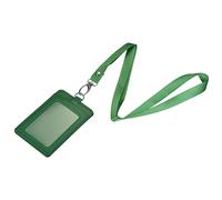 sourcing map Soporte 11x7,4cm Vertical PU ID Tarjetero Soporte con Remache Desmontable Cuello Cordón Verde