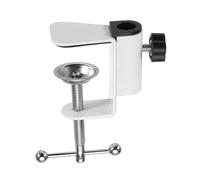 sourcing map Soporte de abrazadera de mesa de metal de 2 pulgadas de diámetro de agujero de escritorio, soporte universal en voladizo con mango de bola de acero ajustable para soporte de lámpara de