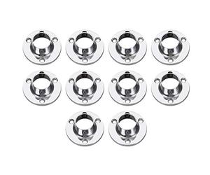 sourcing map Soporte de Barra de Armario, 10 Soportes para Barra con Brida, Soporte de Enchufe para Tubería 16mm de Diámetro, Base 37mm Diámetro, Soporte para Barra de Cortina para Baño Armario