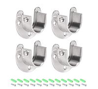 sourcing map Soporte de Barra de Armario en Forma U, 4 Soportes para Barra con Brida, Soportes de Enchufe para Tubería con Tornillos, 32mm Diámetro, Soporte para Barra de Cortina para Ducha