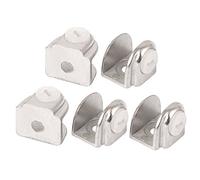 sourcing map Soporte de estante de vidrio Soporte de clip de abrazadera de gabinete de puerta de metal ajustable para 4-8 mm de espesor 5 piezas