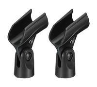 sourcing map Soporte de micrófono O.D 21 mm - 33 mm, interfaz de plástico, clip de soporte de micrófono con adaptador de metal de 3/8 para micrófono pequeño, color negro, 2 unidades