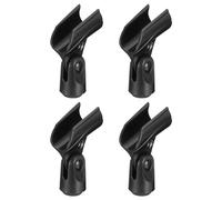 sourcing map Soporte de micrófono O.D 21 mm - 33 mm, interfaz de plástico, clip de soporte de micrófono con adaptador de plástico 3/8 para micrófono pequeño, color negro, 4 unidades