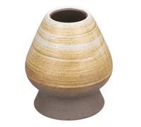 sourcing map Soporte para batidor de té Matcha de cerámica de 69 mm, soporte tradicional para batidor de matcha, soporte de bambú japonés, accesorios para juego de té, color marrón caqui
