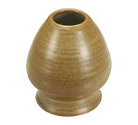 sourcing map Soporte para batidor de té matcha de cerámica de 75 mm, soporte tradicional para batidor de matcha, soporte de bambú japonés, accesorios para juego de té, amarillo