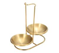 sourcing map Soporte para cucharas, 8.5 x 4.3 x 8.5 pulgadas, juego de cucharones verticales de acero inoxidable con cuenco redondo doble de acero inoxidable, soporte vertical portátil para encimera