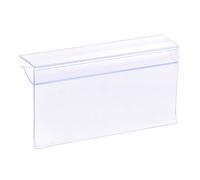 sourcing map Soporte para etiquetas de 80 x 42 mm, plástico transparente para estantes de vidrio de 4 a 8 mm, paquete de 20
