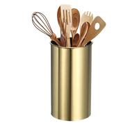 sourcing map Soporte para utensilios de cocina, 3.1 x 6.3 pulgadas, de acero inoxidable, organizador de cubiertos para cocina, restaurante, tenedor, pajita, cuchillos, cuchara, palillo, dorado