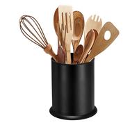 sourcing map Soporte para utensilios de cocina, 5.7 x 6.5 pulgadas, organizador redondo de cubiertos con agujero de drenaje para cocina, restaurante, encimera, popote, cuchara, palillo, negro