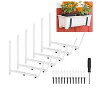 Sourcing Map Soportes ajustables blancos para maceta, caja de flores de hierro, ganchos de montaje en pared para balcón, vallas, patio y jardín (6 piezas)