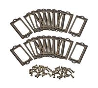 sourcing map Soportes de etiquetas de metal, 70 x 33 mm, 50 unidades, para tarjetas de nombre de archivo, marco para oficina, biblioteca, cajón, gabinete, estantes, tono bronce