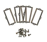 sourcing map Soportes para etiquetas, 90 x 42 mm, 5 unidades, 3 agujeros, para archivos, tarjetas, etiquetas, marco para oficina, biblioteca, cajón, gabinete, estantes, tono bronce