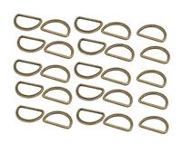 sourcing map sourcing map Anillo en D soldada de tonos bronce de 25mm de anchura interior plana de aleación de zinc escrito 25pcs