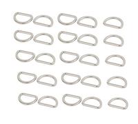 sourcing map sourcing map Anillo en D soldada tono plata de 15mm de anchura interior plana de aleación de zinc escrito 25pcs