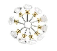 sourcing map sourcingmap® 1 / 10Pcs Cristalino Claro Perillas De Puertas De Cristal De Gabinete De Cajón De Muebles Perilla De Mango 30 mm Tono dorado 10 pcs