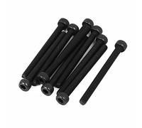 SOURCING MAP sourcingmap® M4x45mm Tornillo moleteado totalmente de cabeza hexagonal rosca Negro 10pcs
