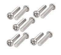 sourcing map sourcingmap® M6x30mm 304 Cabeza de botón de acero inoxidable a prueba de manipulaciones de Seguridad Tornillos Torx 10pcs