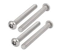 sourcing map sourcingmap® M8x70mm 304 Cabeza de botón de acero inoxidable tornillos de máquina de seguridad Torx 4pcs