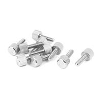 sourcing map sourcingmap® Tornillo cabeza de pulgar Piezas de ordenador caso acero inoxidable plana cabeza moleteada M4 x 14mm 10 piezas